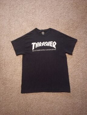 Thrasher Skateboard Magazine Graphic T-Shirt Mens Medium Black Logo Skate Tee